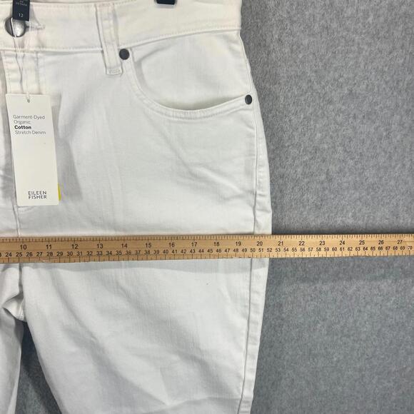 Eileen Fisher Women White Organic Cotton Stretch Bootcut Crop Jeans 12 NWT - Picture 9 of 10